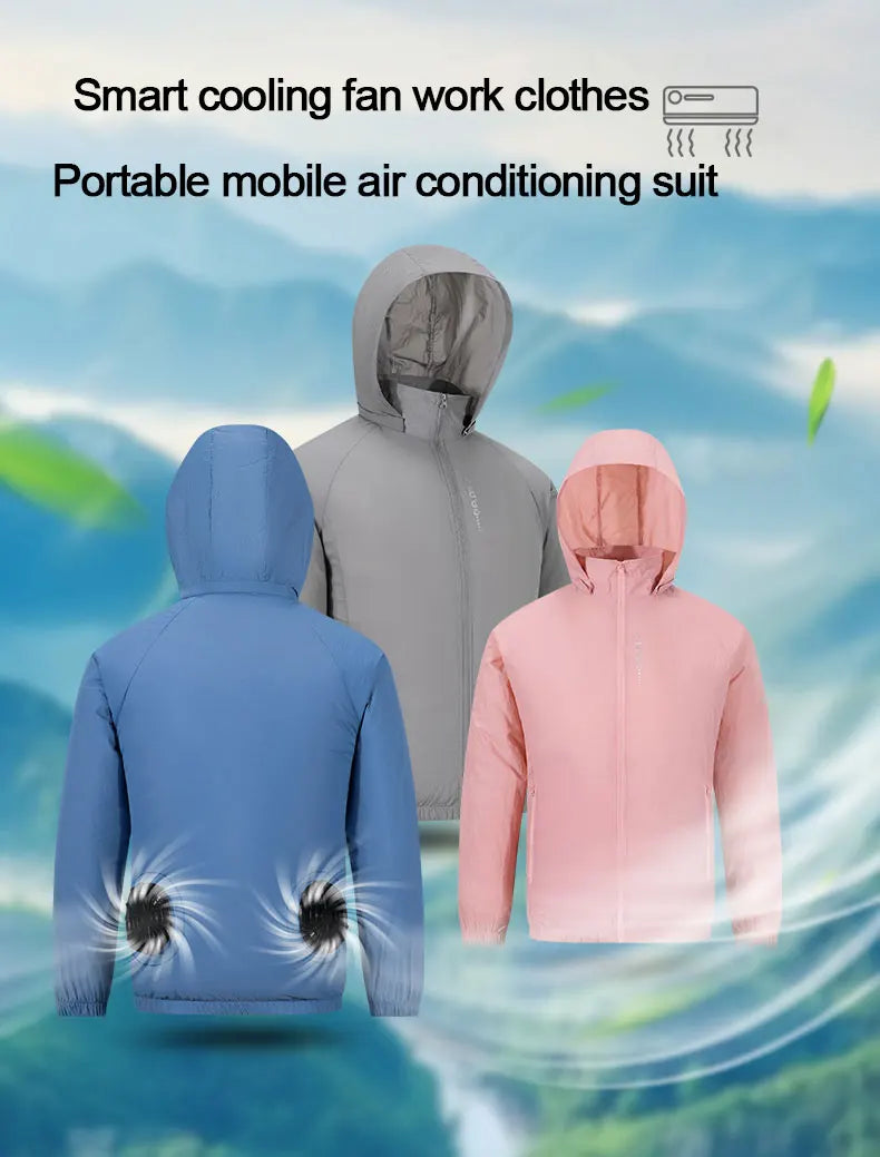 Portable Air Conditioner Jacket USB Fan Cooling Coat Outdoor Work Construction Fishing Hunting Lightweight Sun protection Jacket