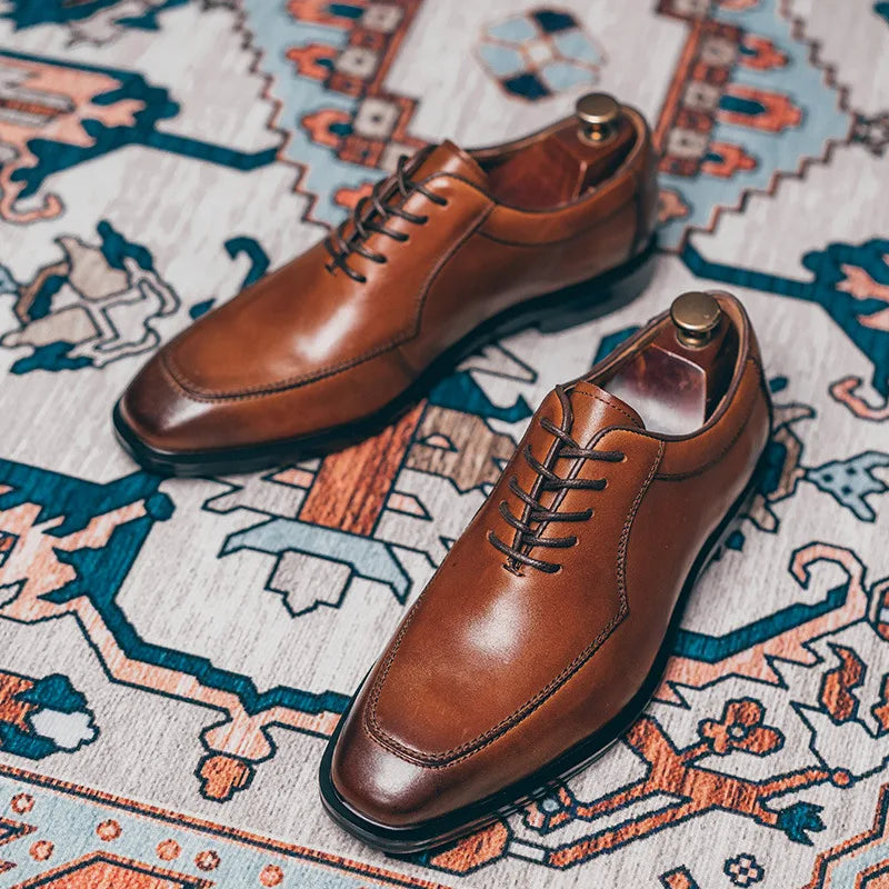 Size 38-48 Men Dress Shoes Top Layer Cowhide Leather Elegant Business Formal U-Tip Shoes Mens Dress Shoes for Men Wedding