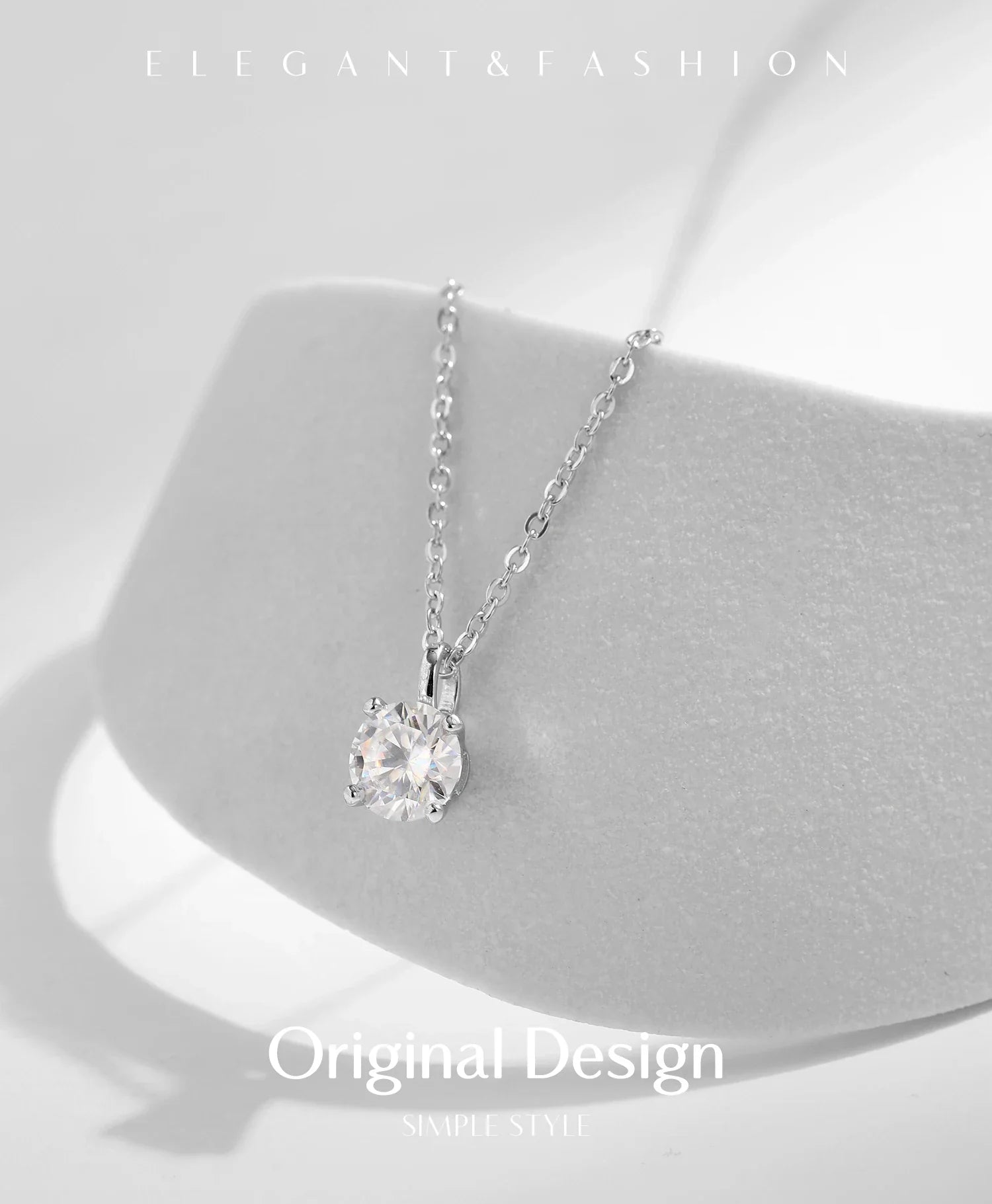 1CT Prong Setting Moissanite Necklace D color VVS1 Lab Diamond Pendant For Women 925 Sterling Silver Wedding Jewelry