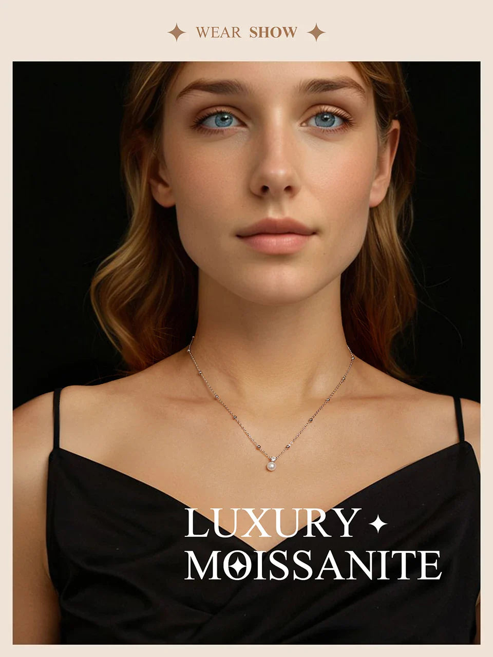 Shiny Moissanite Pearl Pendant Necklace For Women Wedding Party 925 Sterling Silver with White Gold Plating Jewelry