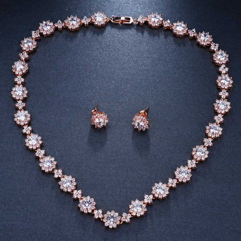 Classic Hot Sale 5 Colors Options High Quality Round Zirconia Jewelry Sets for Elegant Women Wedding Dress Accessories
