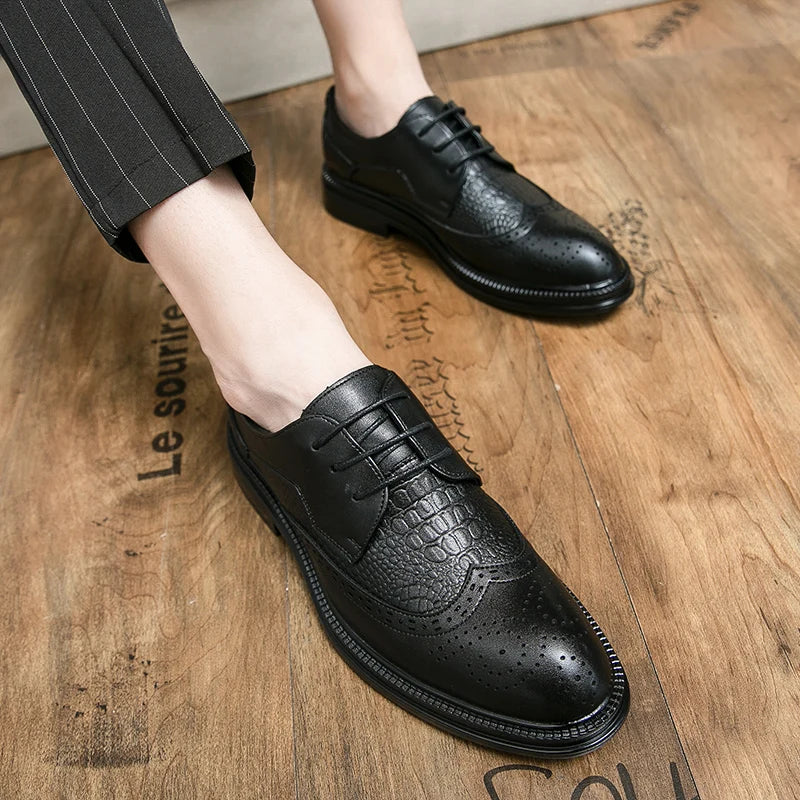 Designer Business Oxfords Formal Wedding Mens Derby Italian Original Crocodile Leather Dress Office Loafers Casual Shoes for Men