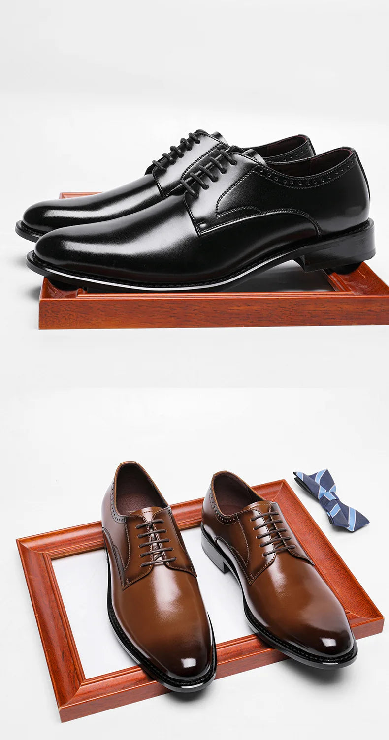 Men's leather shoes, men's genuine leather, British style, simple and smooth formal dress, business Derby men's leather shoes, c