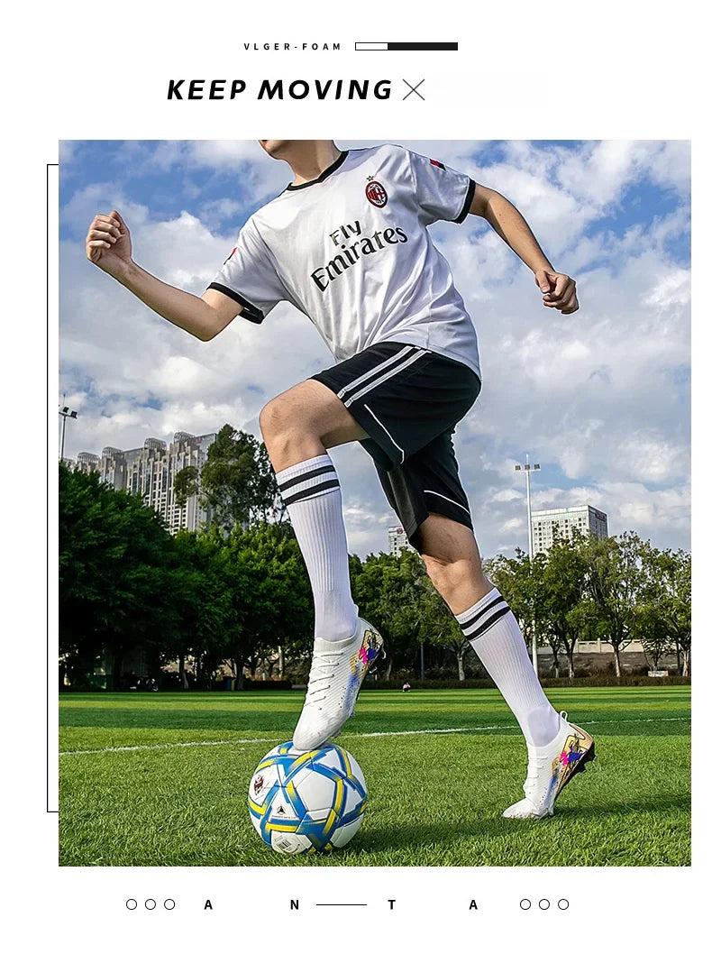 New Men Football Boots Cleats Training Shoes Soccer Shoes Non-Slip Match Ultralight Soccer FG Long Spikes Outdoor Drop Shipping