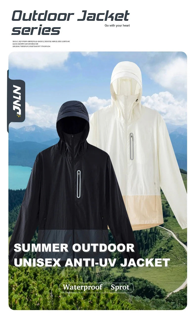 Unisex Waterproof Sun Protective Jacket UPF 50+ UV Blocking Quick-Dry Breathable Windbreaker for Hiking Camping Climbing