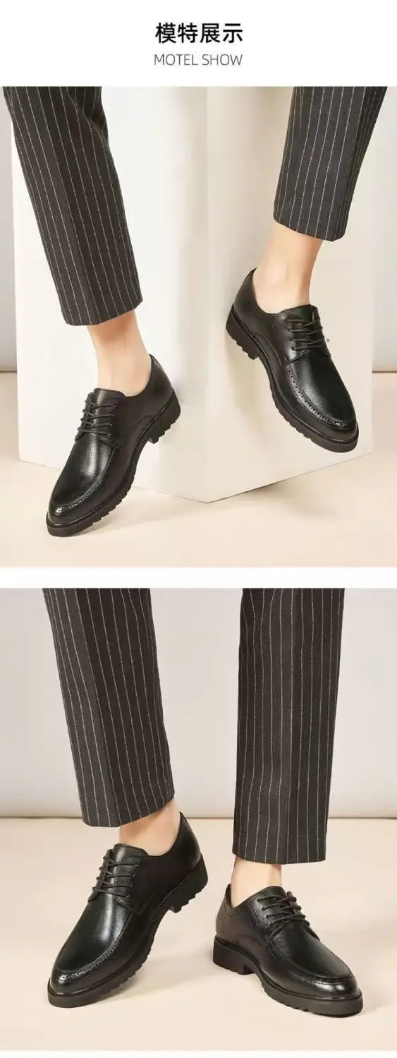 New Lace Designer Black Dress Shoes for Men Spring Autumn Fashion Business Casual Shoes Male Soft Sole Retro Leather Shoe Man