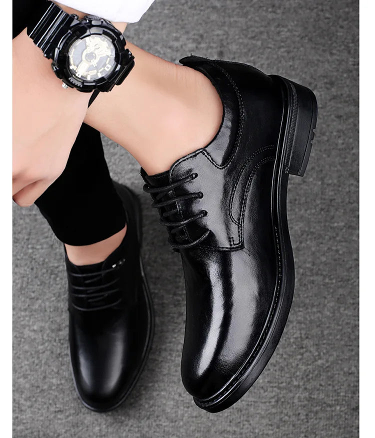 Leather Casual Elevator Shoes for Men 10cm Invisible Height Increase Casual Sneakers Business Formal Shoes