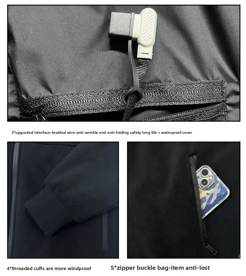 8 Areas Intelligent Electric Heating Polar Fleece Jacket Men's Winter Smart USB Constant Temperature Graphene Fleece Warmth Coat