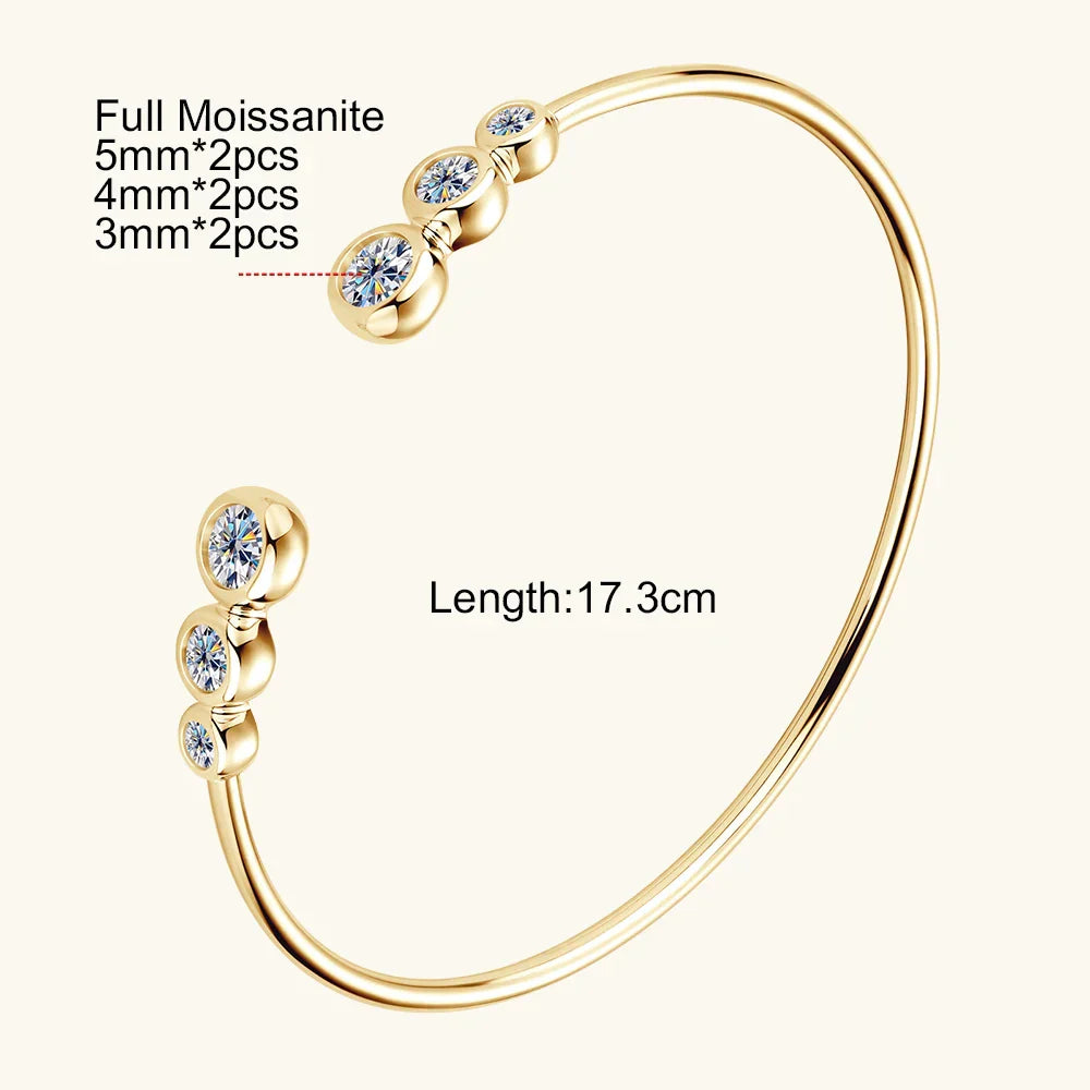 0.5CT Moissanite Bangle Bracelet 18K Gold Plated 925 Sterling Silver Classic Bangle Bezel Set Diamond Bracelet for Women Gifts