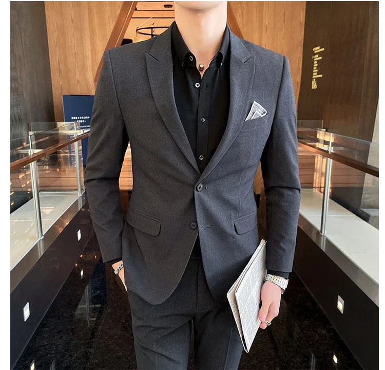 2025 Men's Business Suit Slim-fit Wedding Dress Two-piece Set M-4XL Stylish Handsome All-in-one Banquet Trousers