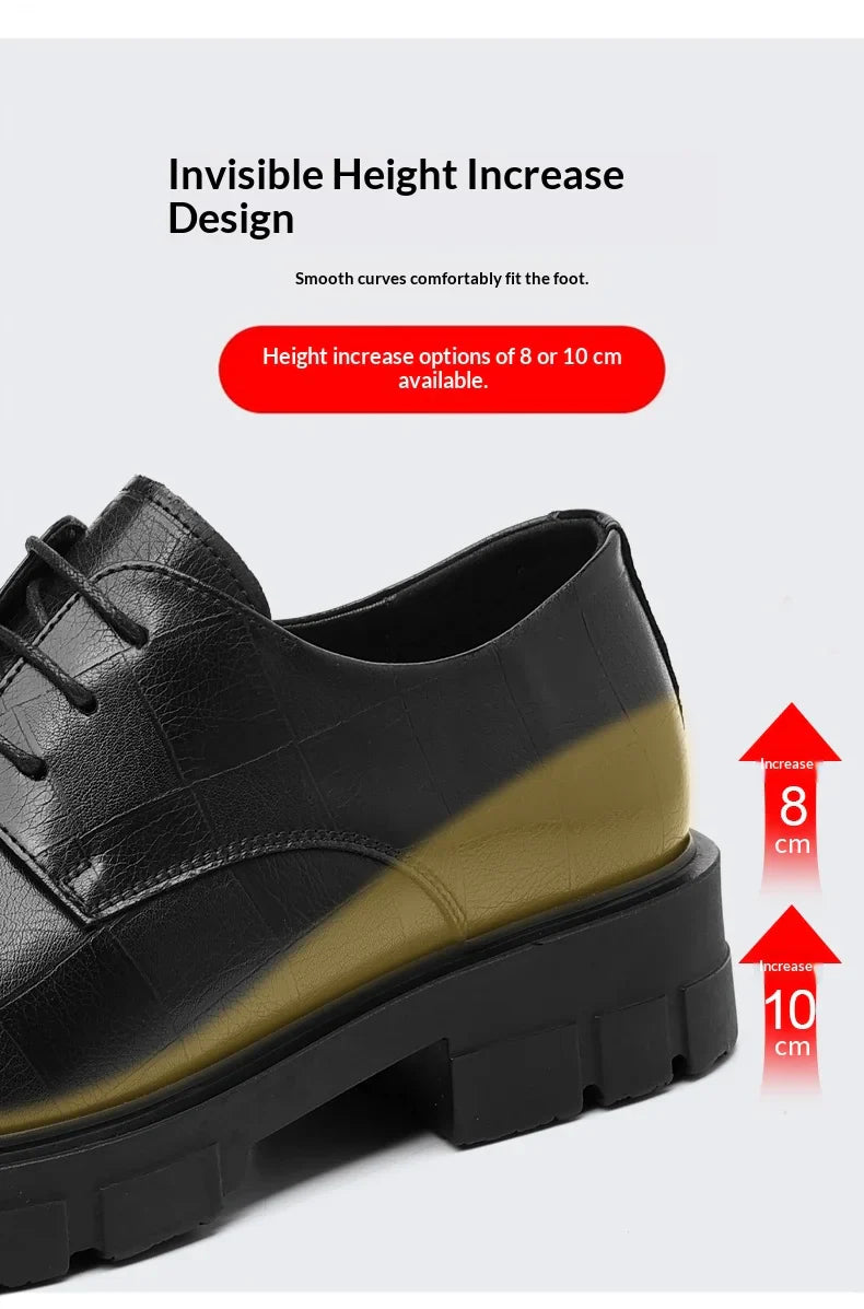 8-10cm Height Increasing Shoes for Men Platform Breathable Lift Casual Inside High Shoes Business Dress Elevator Leather Shoes