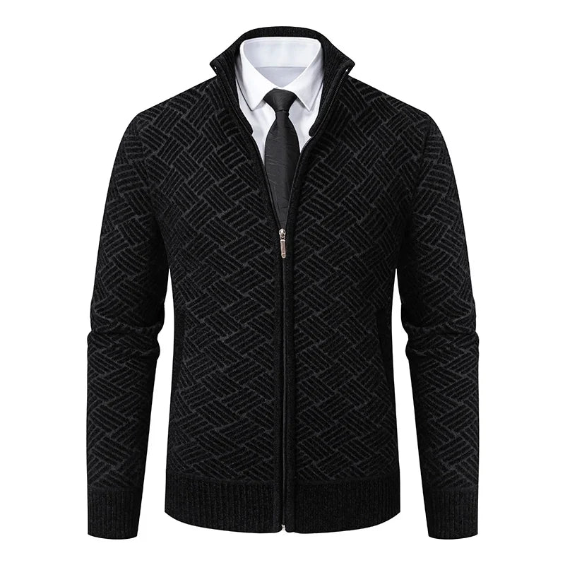 Mens Thickened Cardigan Full Zipper Fleeced Sweaters Knit Jackets Hooded Sweater Coat Autumn Winter Padded Clothes
