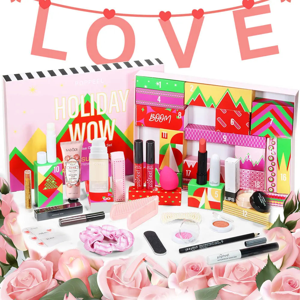 POPFEEL Surprise Gift Box Makeup Set for Girls – 20-Piece Face, Eye, and Lip Cosmetics and Beauty Tools Combination Set.