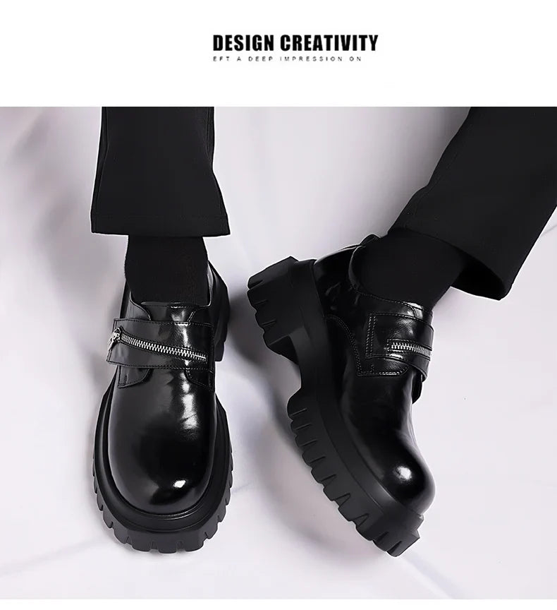 2026 New Derby men's leather shoes Thick bottomed British style design Leisure Party Business Office Luxury adult shoes
