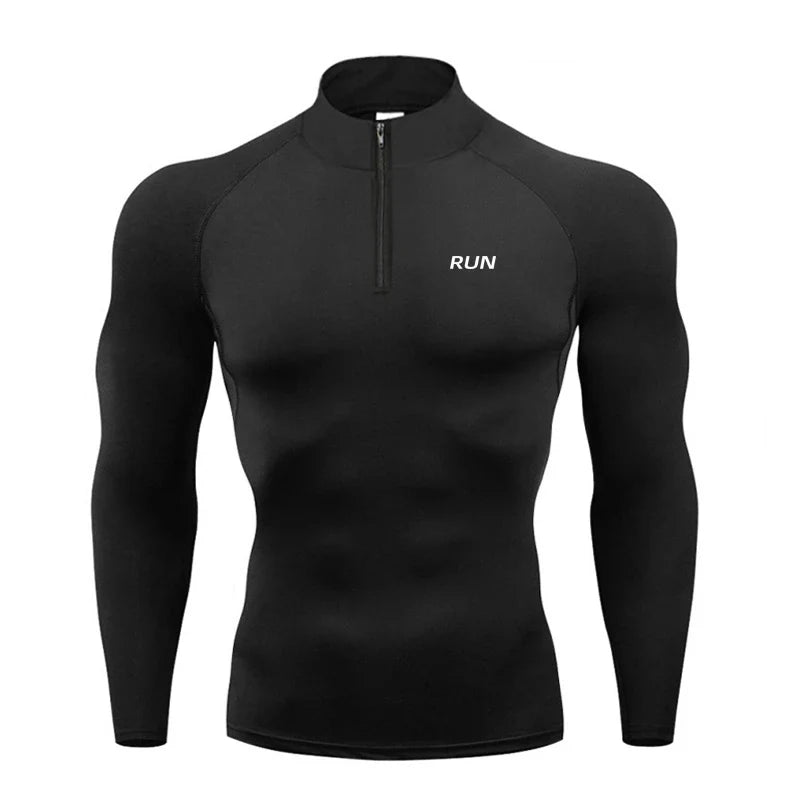 Compression Tight Autumn Quick Dry Polos Shirts Gym Bodybuilding Muscle Long Sleeve T-shirts Mens Fitness Sport Trainning Polos