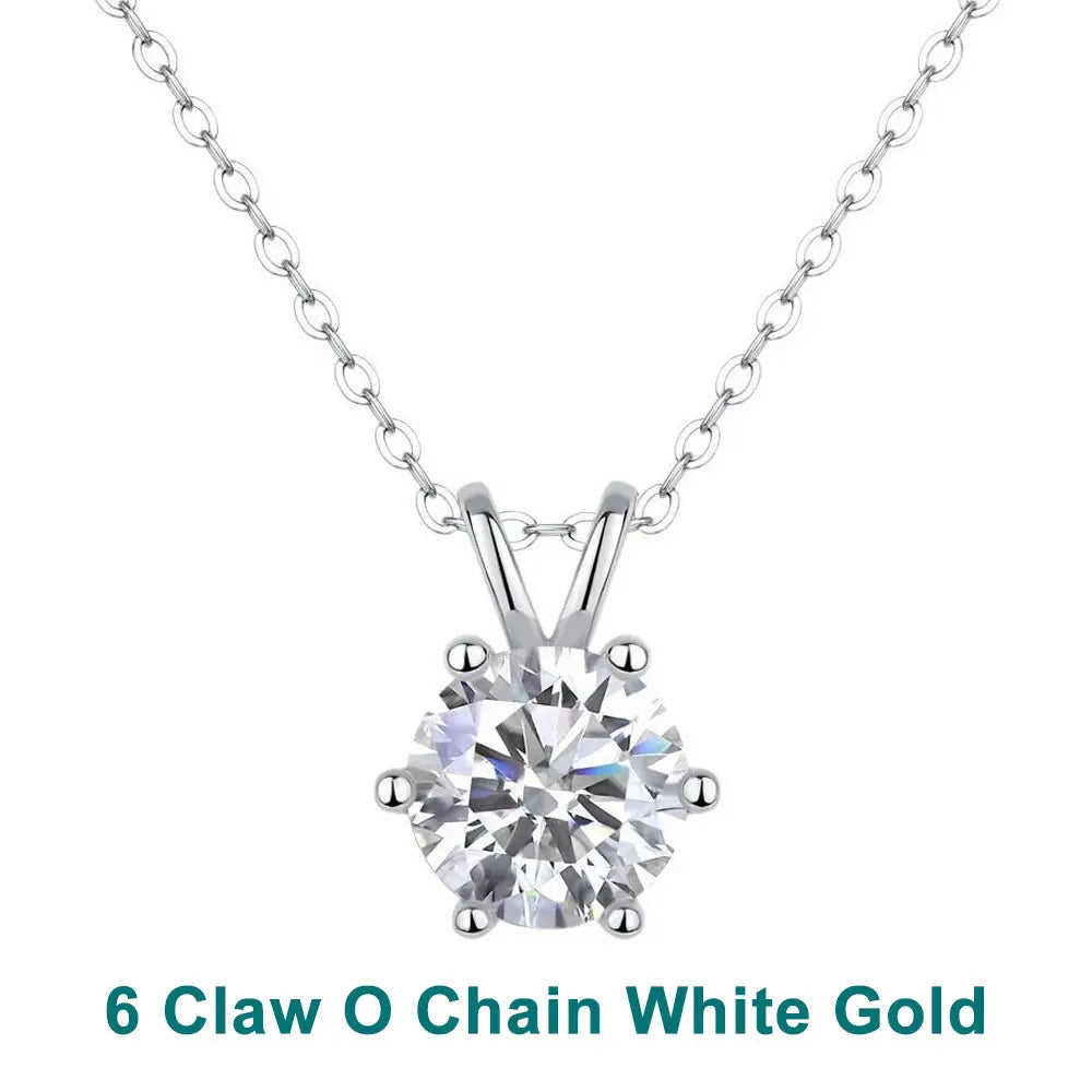 1-5 CT Moissanite Necklace Solitaire Pandent GRA Certified Dainty s925 Sterling Silver 18k Classic Necklaces for Women