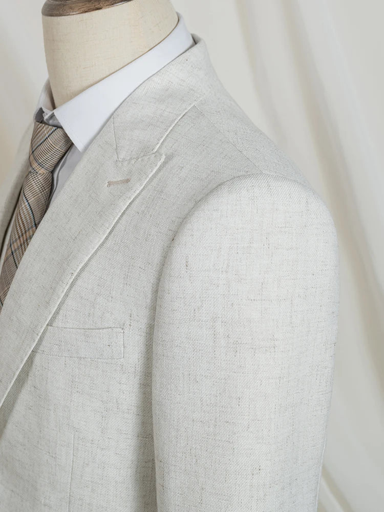 Turkish style 3-piece set(Jacket + vest+Pants) elegant men's suit beige man jacket Slim-Fit full men's suit business office