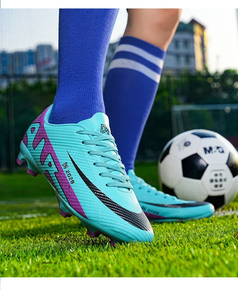Professional FG/TF Soccer Cleats Men Football Boots Long Spike Grass Match Breathable Lightweight Comfortable Training Sneakers