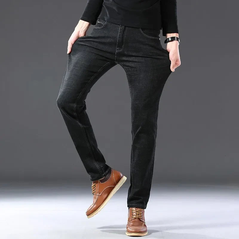 2025 Men's Casual Thin And Lightweight  Skinny Jeans Trousers Tight Pants Solid Colors