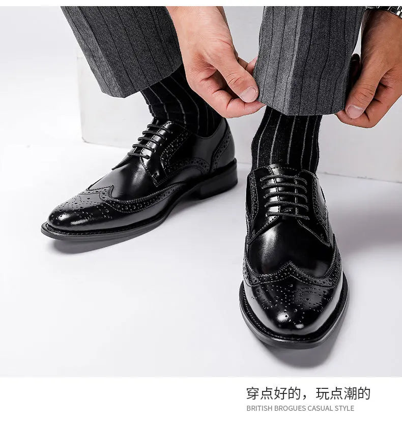 2023 High Quality Handmade Oxford Dress Shoes Men Genuine Cow Leather Suit Shoes Footwear Wedding Formal Italian Shoes Hot