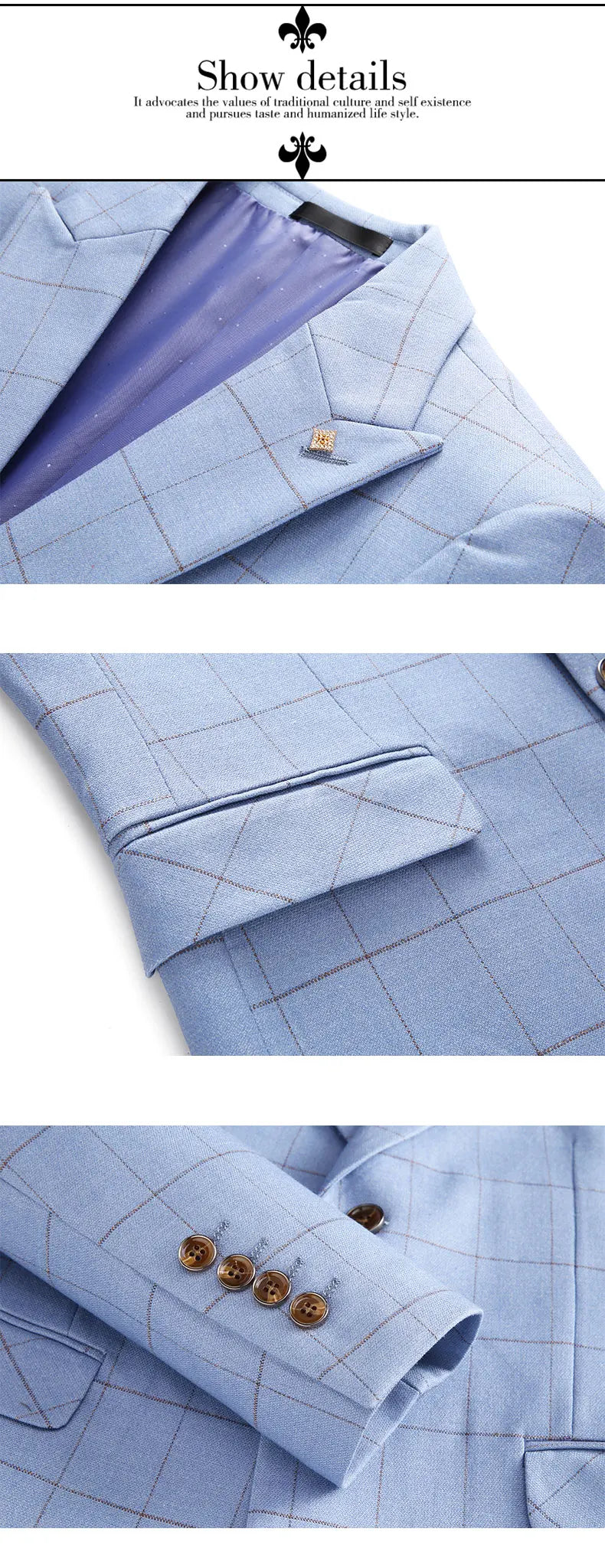 ( Jacket + Vest + Pants ) Fashion Boutique Plaid Mens Casual Business Suit Groom Wedding Dress Formal Slim Plaid Suit