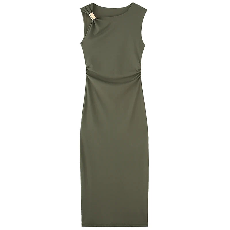 Womens Ruffled Bodycon Dresses Green Black Dress Summer Woman Sexy  Sleeveless Long Dresses Asymmetric Corset Vestidos 066