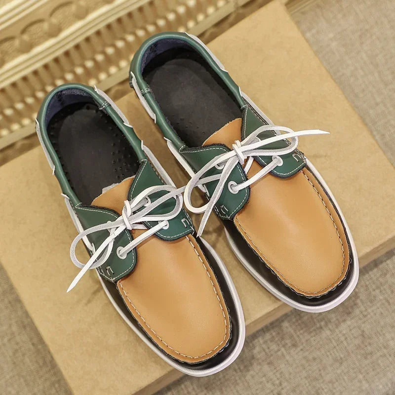 Men leather casual loafers slip-on soft business shoes comfortable summer formal footwear