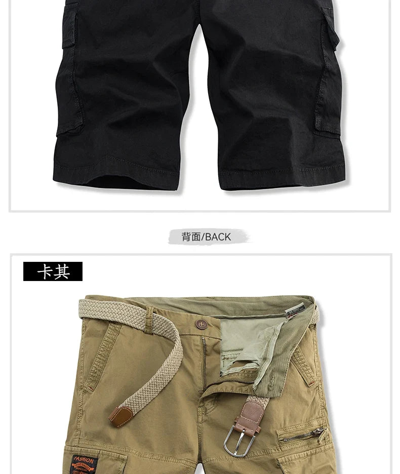 Summer Overalls Men Casual Shorts New Loose Sports Comfortable Knee Shorts Streetwear Breathable Safari Short Pants