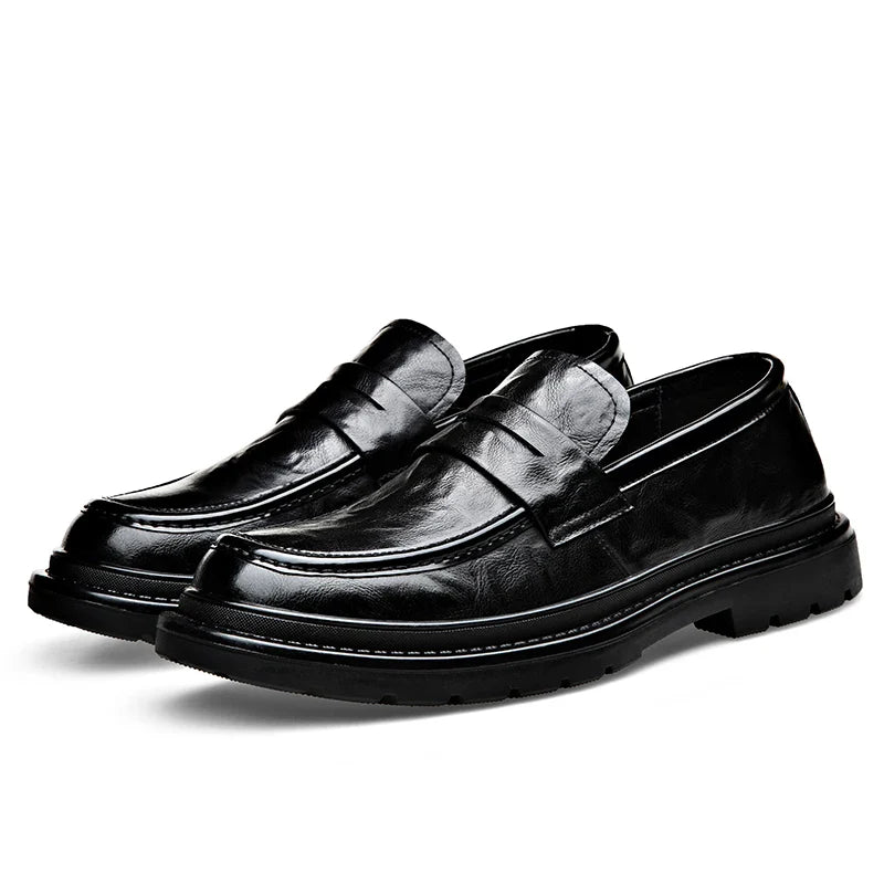 Fashion Leather Mens Casual Shoes Breathable Business Handmade Slip On Shoes Hot Sale Brand Classic Men Shoes Flats Moccasins