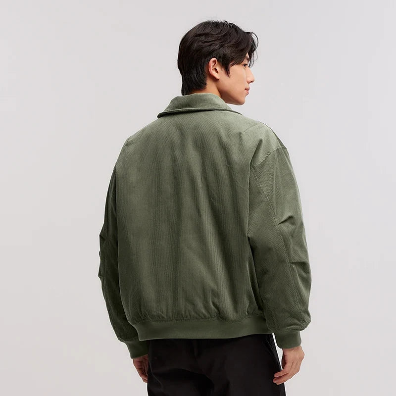 Cotton Jacket Men Corduroy Texture 2024 Winter New Pilot Jacket Thick Oversize Cotton Jacket