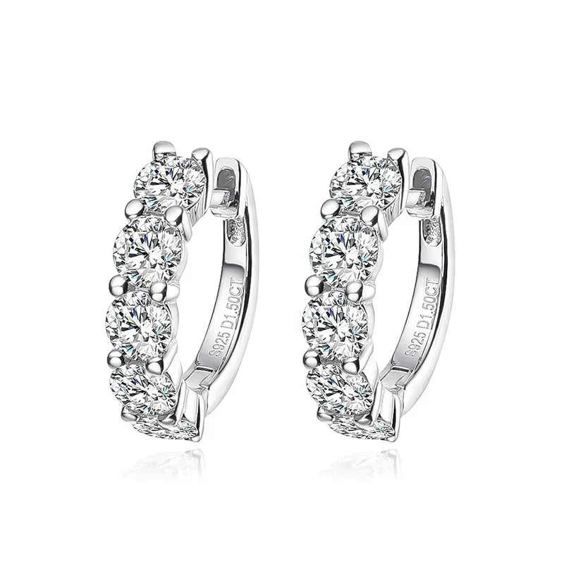 18k 3cttw Moissanite Hoop Earring for Women 4mm Stones D Color Sparkling Created Diamond Earring 100% 925 Sterling Silver