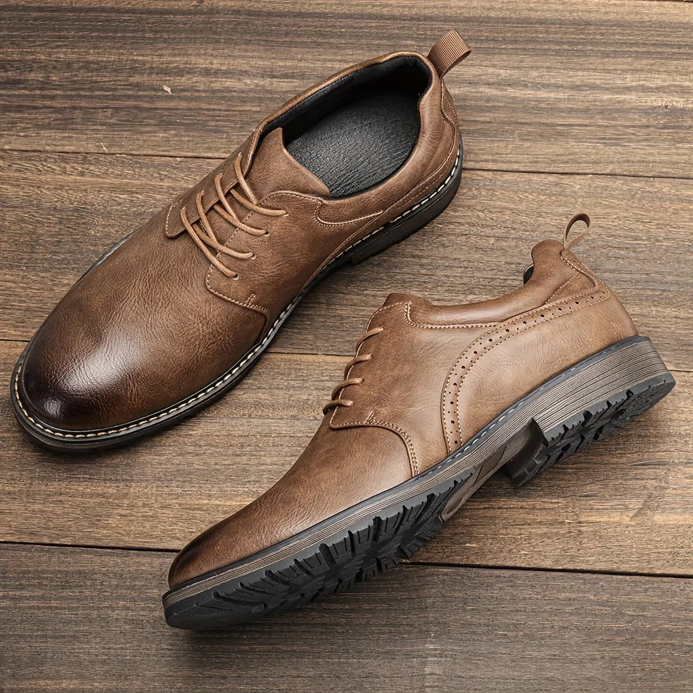 Men Shoes Brand 2026 Fashion Comfortable Leather Shoes Men