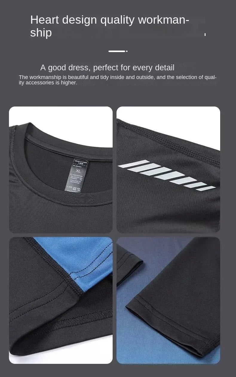 Trendy, simple, sunscreen, breathable, quick drying clothes, long sleeved men's tight fitting clothes, running training, sports,