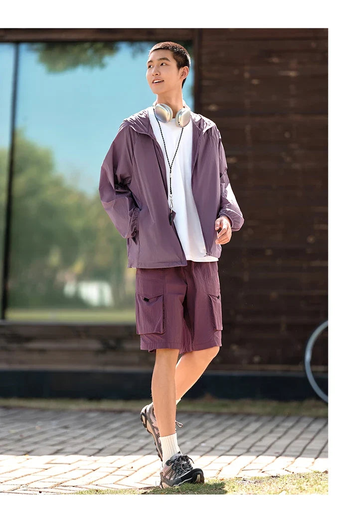 Jacket Men 2024 Summer New Coat Simple Solid Color Hooded Couple Wear Rotator Sleeve Light Sun Protective Clothing