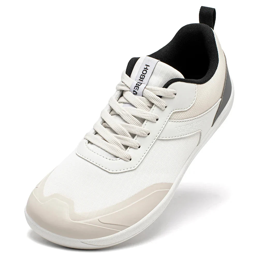 Wide Toe Shoes Mens Womens Minimalist Mesh Artificial Leather Sneakers Lace Up Lightweight Breathable Walking Shoes