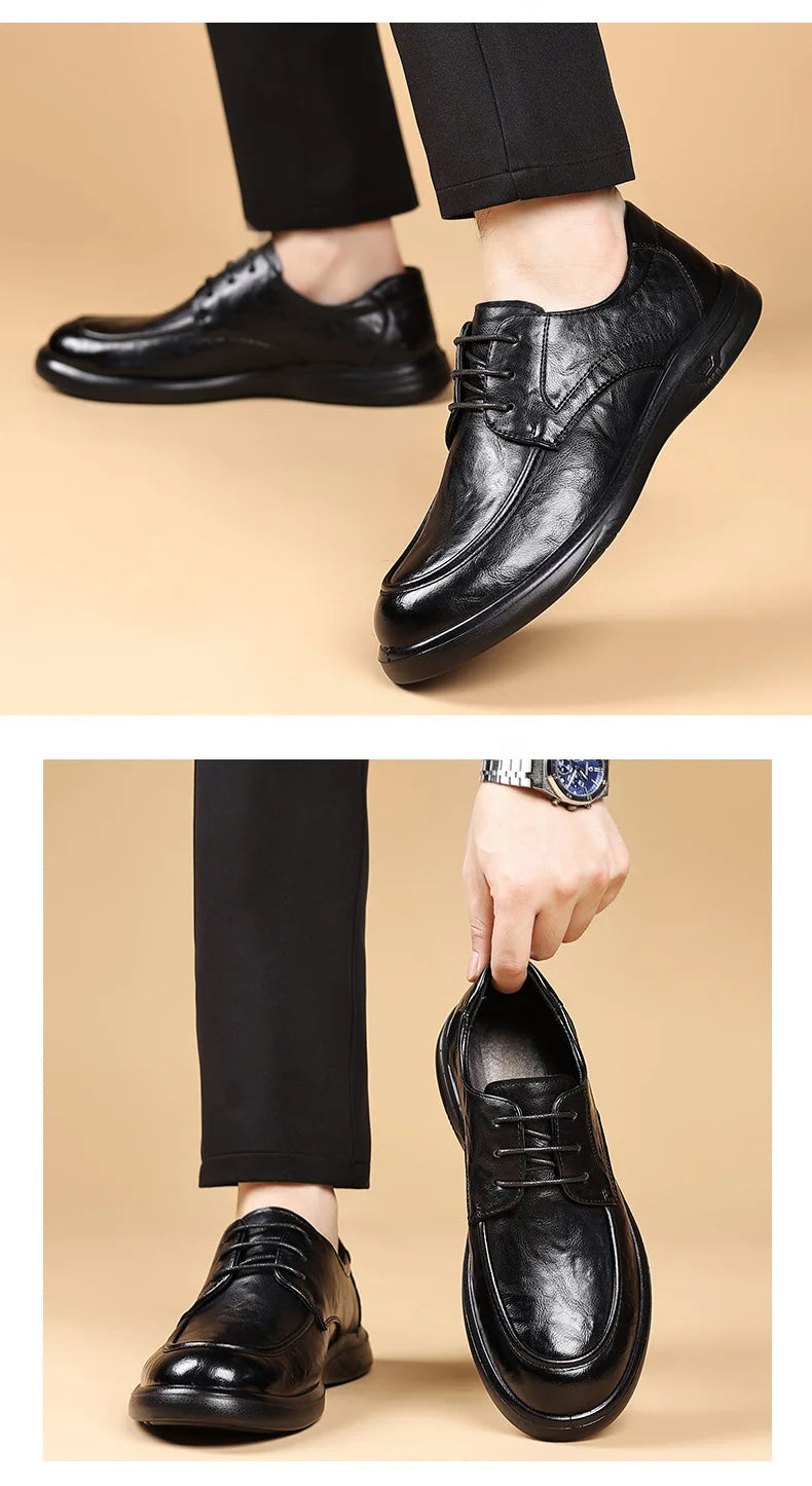 Spring Autumn New Business Casual Shoes for Men Solid Color Fashion Wedding Shoes Male Soft Sole Lace Designer Loafers Man