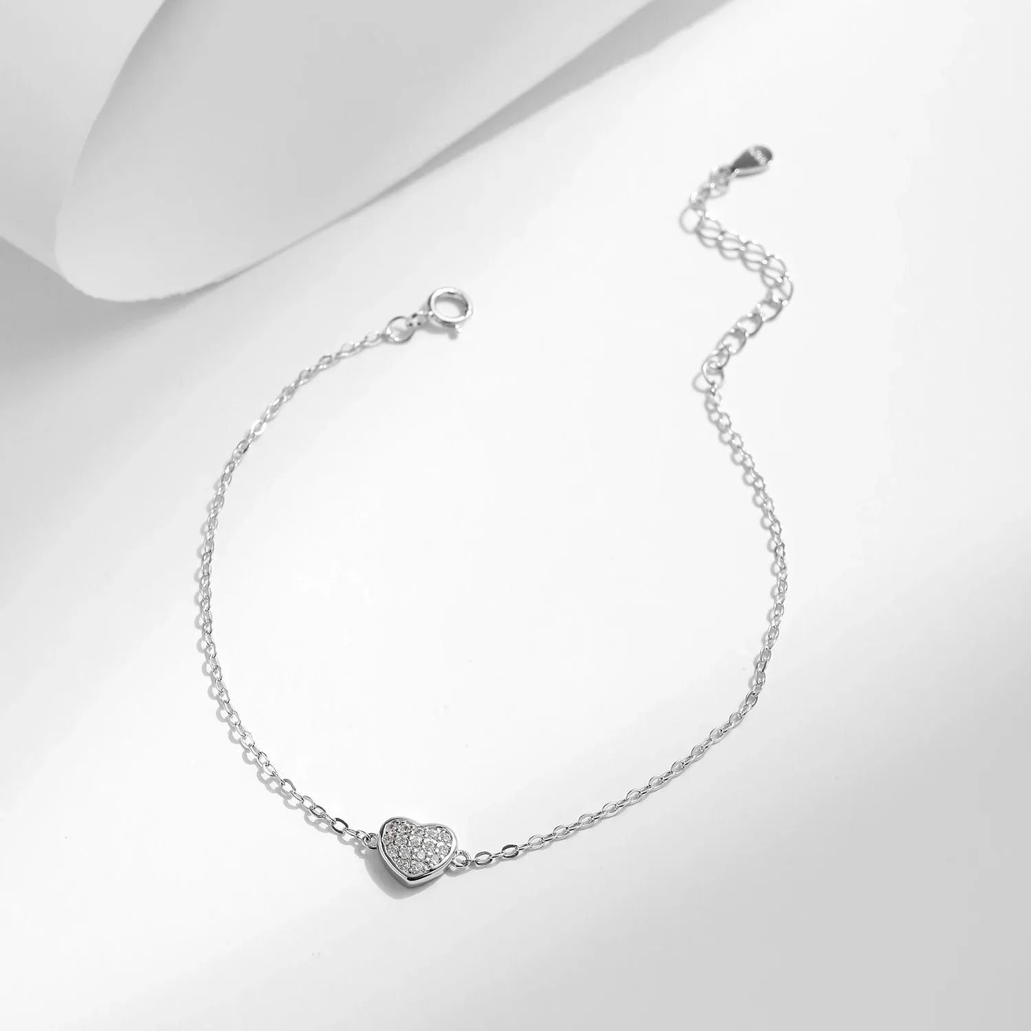 925 Sterling Silver Simple Romantic Hearts Link Chain Bracelet Basic Style Platinum Plated Fine Jewelry For Women Gifts