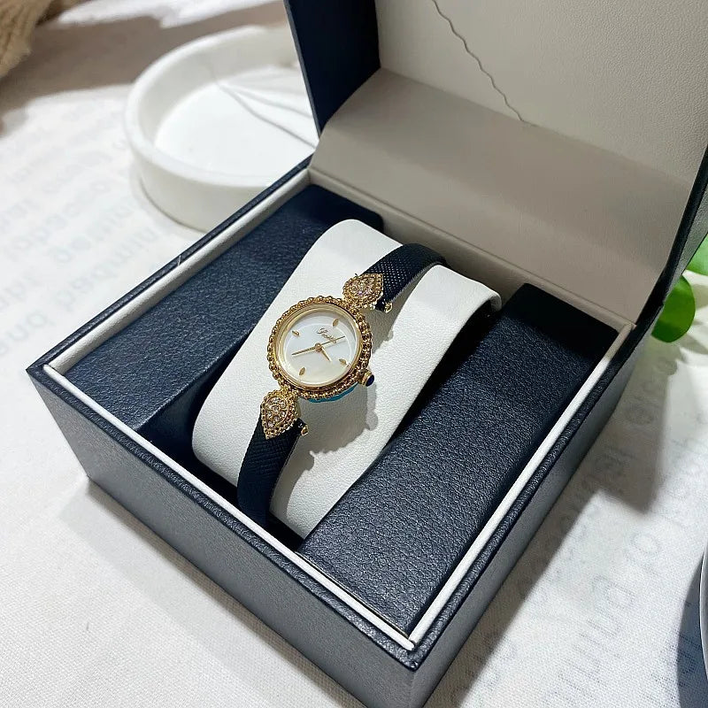 Women Watch Light Luxury Brand Shell Faced Diamond Watches Waterproof Leather Strap Ladies Fashion Quartz Wristwatch gift
