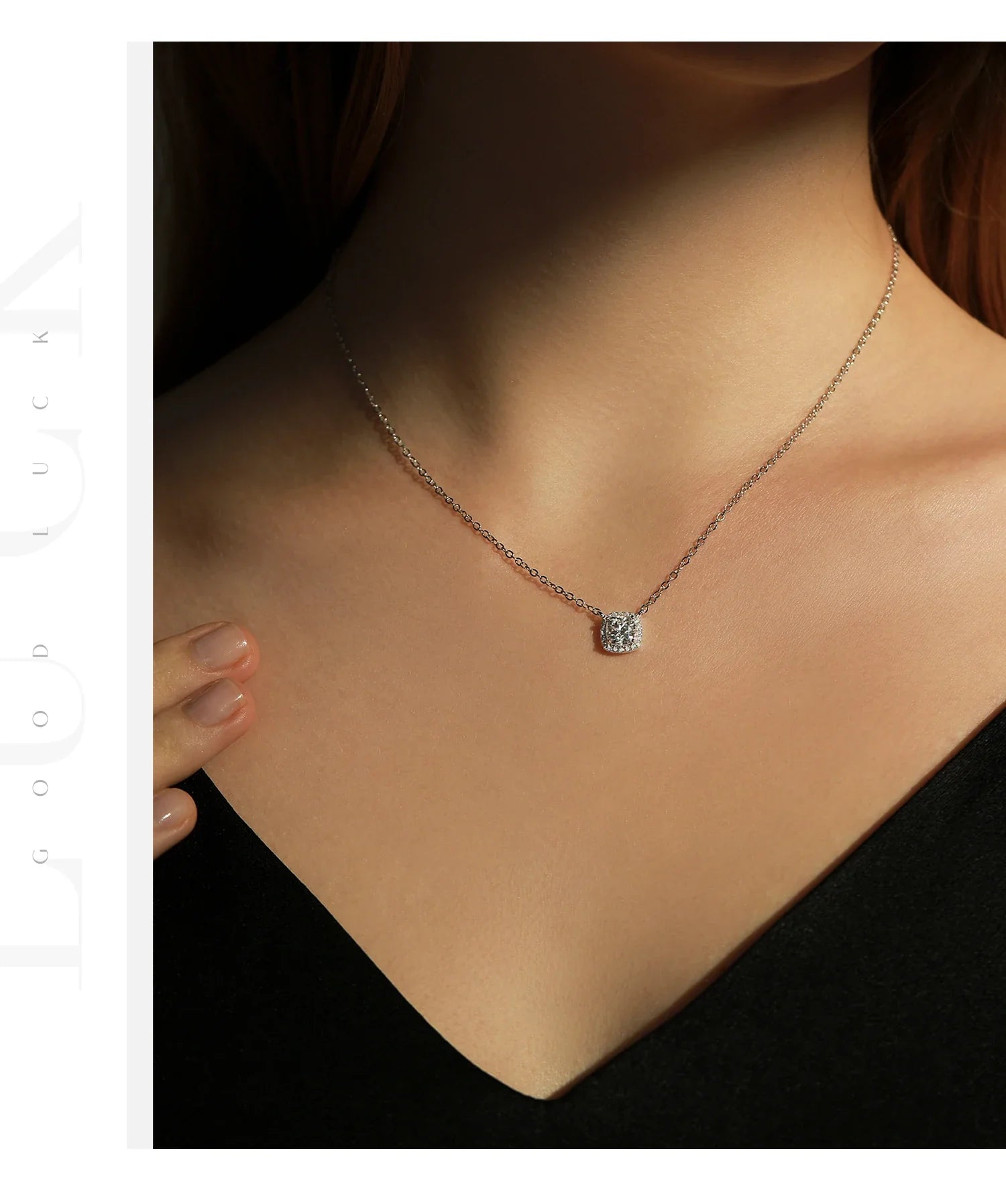 1 Carat Square Cushion Cut Halo Moissanite Pendant Necklace For Women 925 Sterling Silver Dazzling Wedding Bridal Jewelry