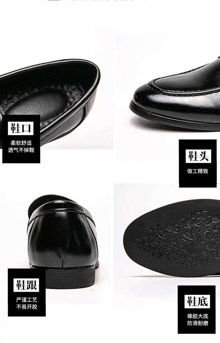 LuckMan Mens Dress Shoes PU Leather Fashion Men Business Dress Loafers Pointy  Shoes