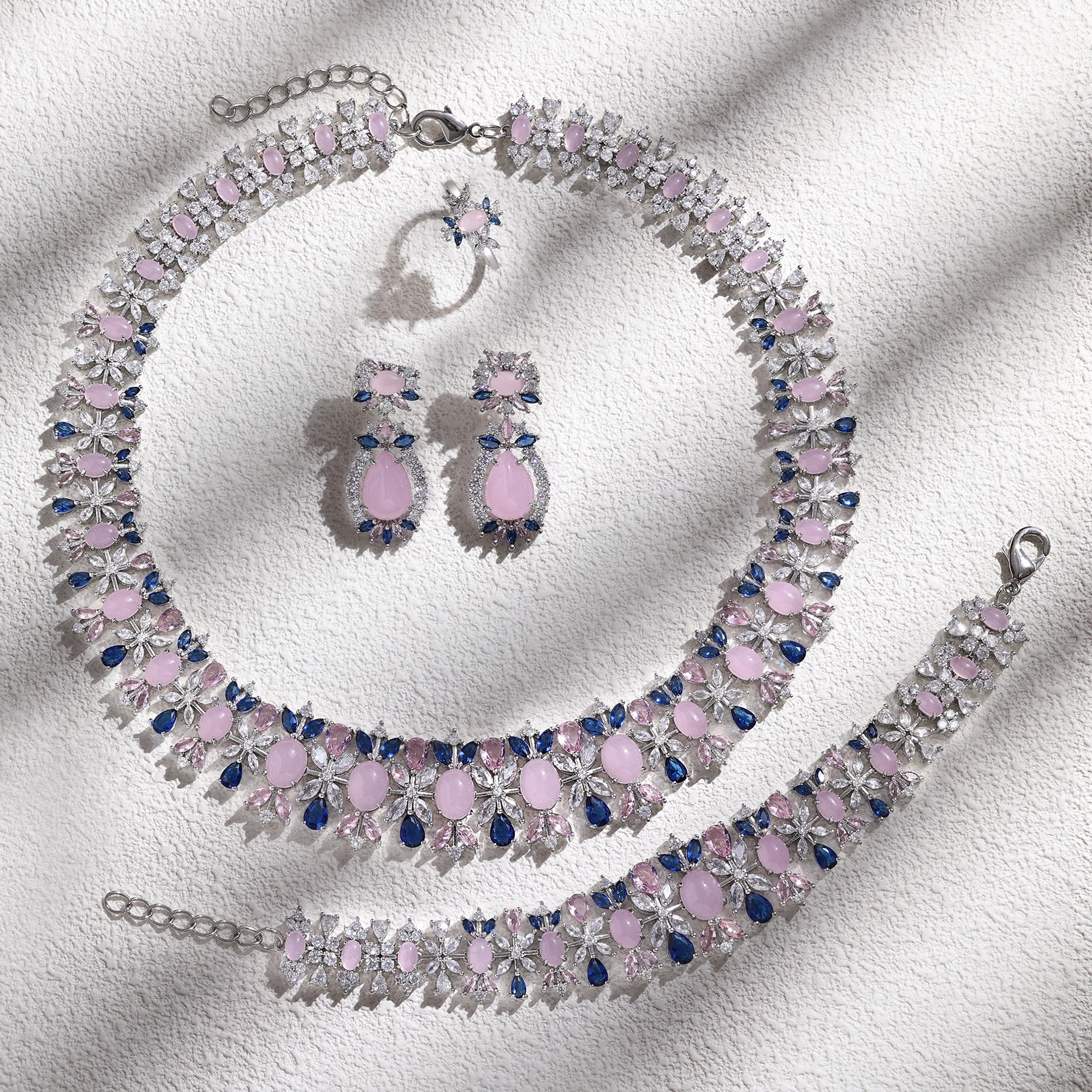 2023 New Fashion 4-Piece Turquoise Dubai Women's Wedding Jewelry Set Nigeria Africa Necklace Earring Set