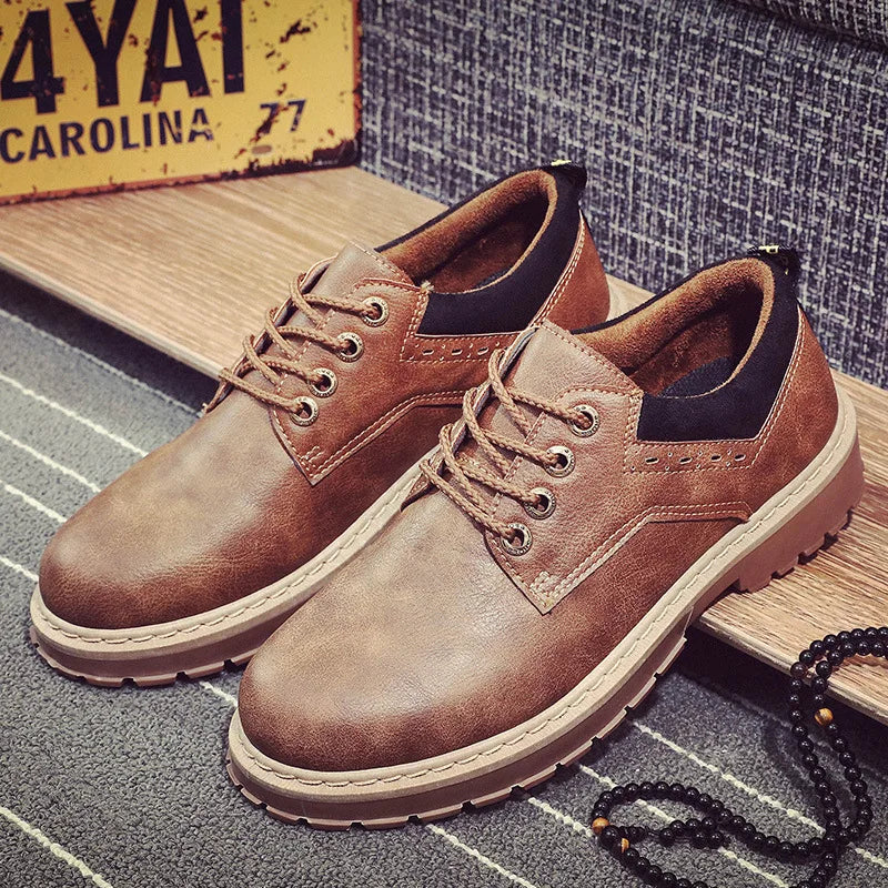 Spring Men Leather Shoes High Quality Casual Shoes for Men British Wind Retro Tooling Shoes Fashion Men's Ankle Boots zapatillas
