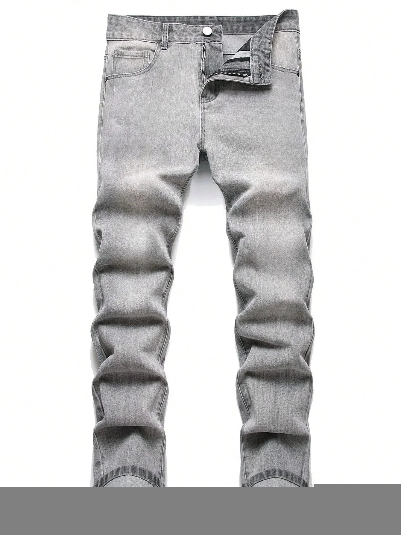 1pc Men's Slim Denim Pants, New Trend Party Street Style, Pocket Jeans, Suitable for Daily Wear for Couples in All Seasons