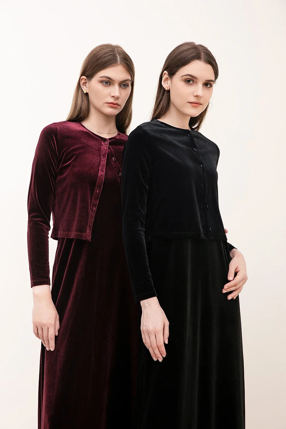 2025 Autumn and Winter Women Velvet Cardigan and Strap Dress Elegant Lady Clothes Ribbed Modal Shirt Customized Three Colors