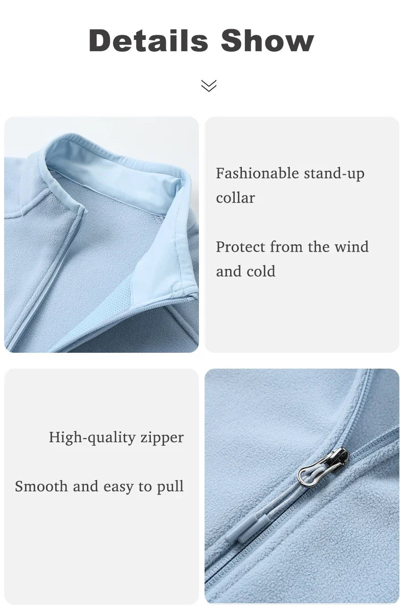 Winter Fleece Jacket Men Women Outdoor Windproof Warm Fleeced Clothing Unisex Hiking Camping Climbing Skiing Sport Coat