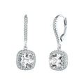 Authentic 925 Sterling Silver Dazzling CZ Square Geometric Drop Earrings for Women 14K Gold Plated Wedding Jewelry SCE520