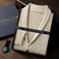 Men's Heavy Thick 100% Pure Cashmere Cardigan Olive Warm Collar High-End Sweater Coat Super Handsome