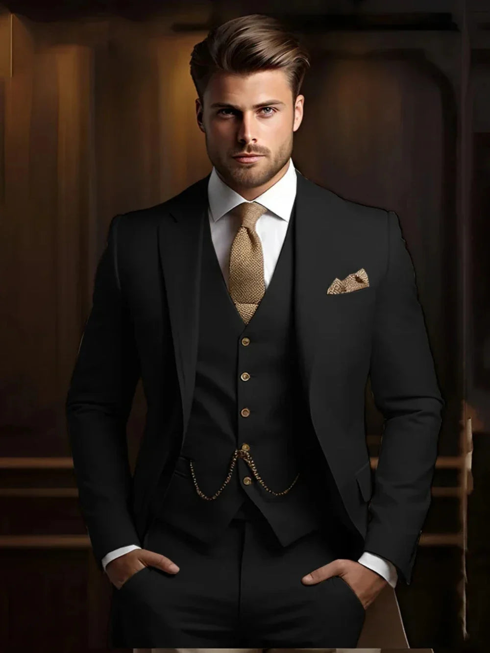 Multi-colors Male Suits 3 Pieces Jacket With Vest Pants Wedding Groom Sets Notched Lapel Men's Formal Business Office Suit Set