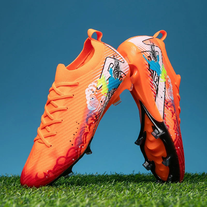 New Men Football Boots Soccer Cleats FG Non-Slip Training Shoes Soccer Shoes Long Spikes Match Ultralight Outdoor Drop Shipping