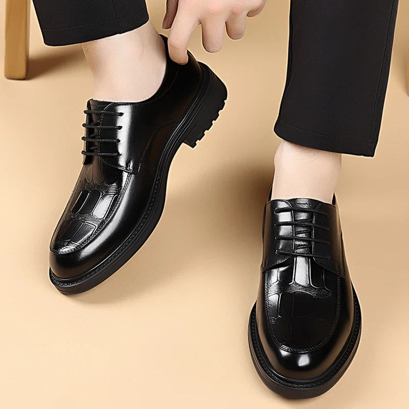 Fashion Men's Oxford Office Shoes High Quality Casual Leather Round ToeFlat Designer Business Dress Shoes Outdoor Walking Shoes